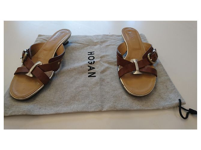 Hogan Mules aus Leder Gold Cognac Größe 40 Golden - Ansicht 6