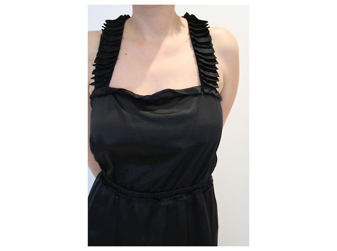 Abito corto in seta nera Yves Saint Laurent Nero - vista 2