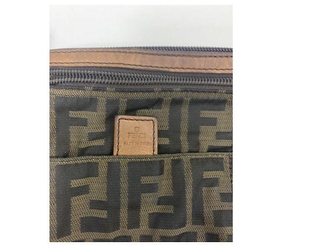 Borsa a Spalla Fendi Marrone Nero Cotone - vista 3