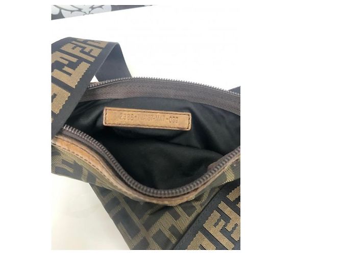 Borsa a Spalla Fendi Marrone Nero Cotone - vista 4