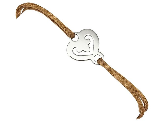 O.J. Perrin Bracciale O.J.Perrin, "Heart Legends", oro bianco su cordino. - vista 2