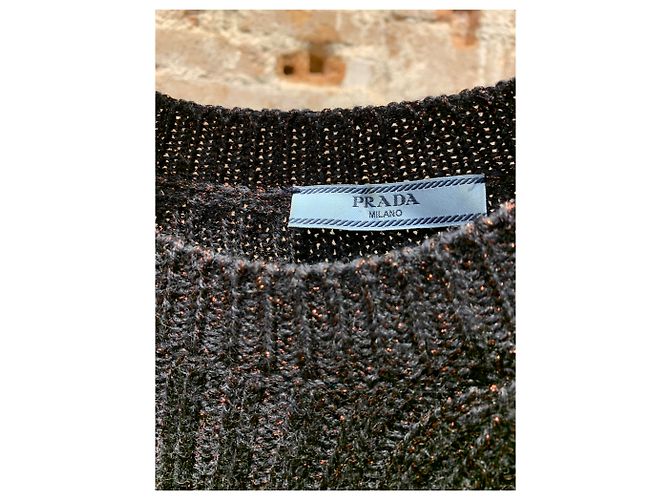 Jersey Prada de lana negro rosa bronce - vista 3