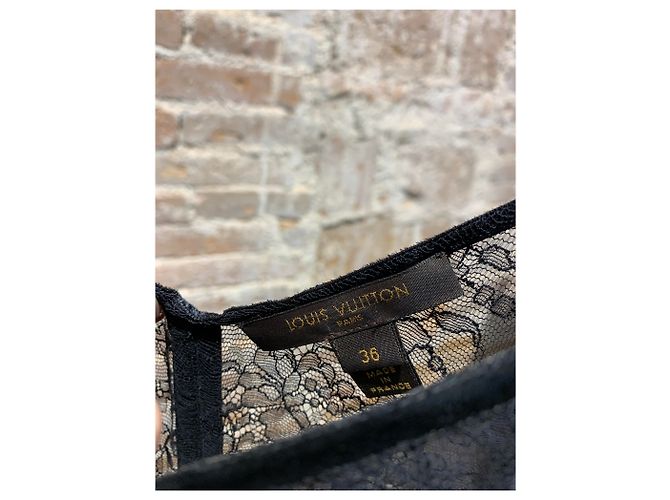 Louis Vuitton Midi Kleid schwarz weiß grau Baumwolle Wolle - Ansicht 4