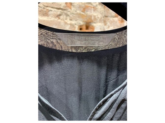 Reed Krakoff Leichtes Kleid mit langen Ärmeln Schwarz Dunkelgrün - Ansicht 4