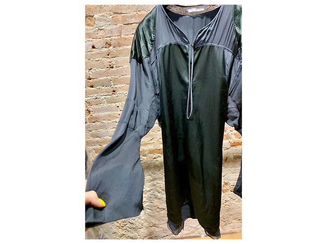Reed Krakoff Leichtes Kleid mit langen Ärmeln Schwarz Dunkelgrün - Ansicht 5