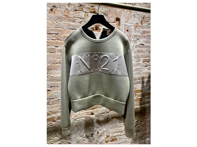 Autre Marque Sweatshirt der italienischen Marke N.21 Beige Grün Grau - Ansicht 2