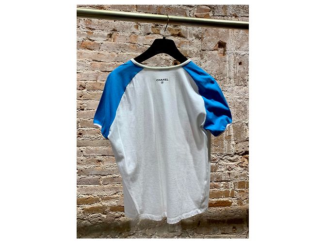 T-shirt carina vintage Chanel Bianco Blu Multicolore - vista 4