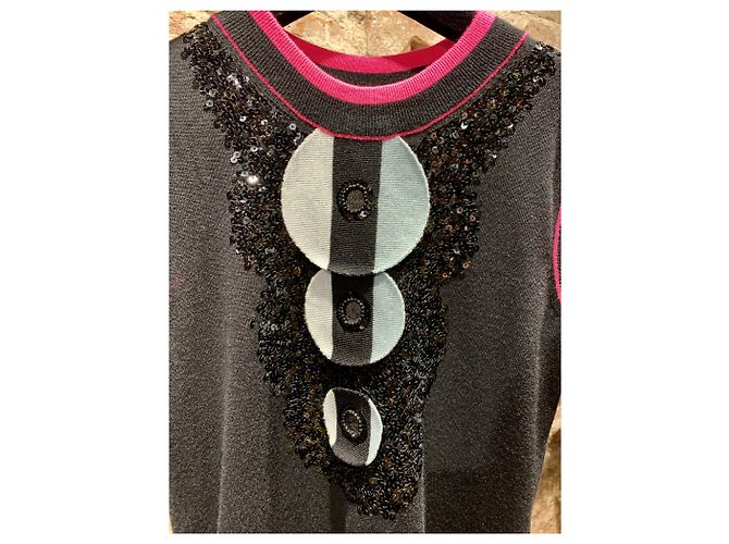 Chanel Vintage Kleid ohne Ärmel Schwarz Pink - Ansicht 2
