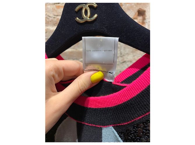 Chanel Vintage Kleid ohne Ärmel Schwarz Pink - Ansicht 4
