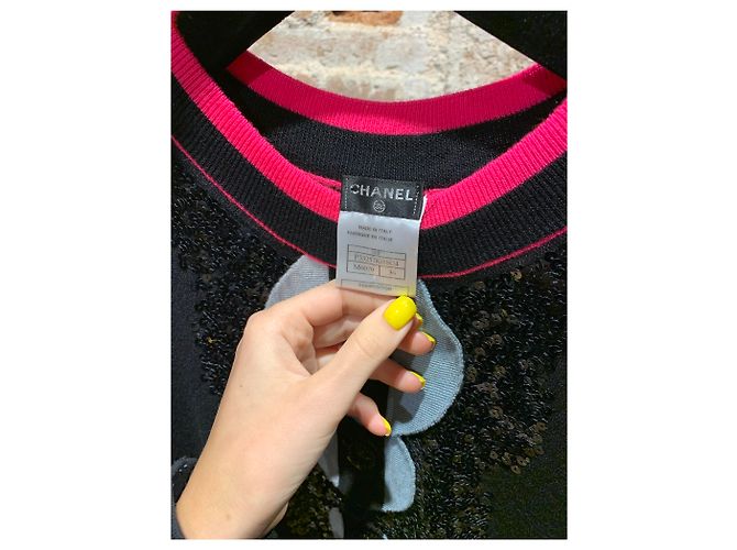 Chanel Vintage Kleid ohne Ärmel Schwarz Pink - Ansicht 5