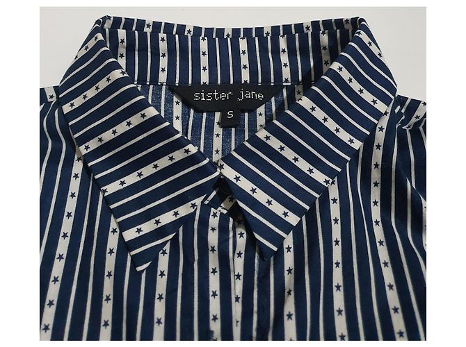 Autre Marque Camicia Sister Jane a righe e stelle blu e bianca Bianco - vista 4