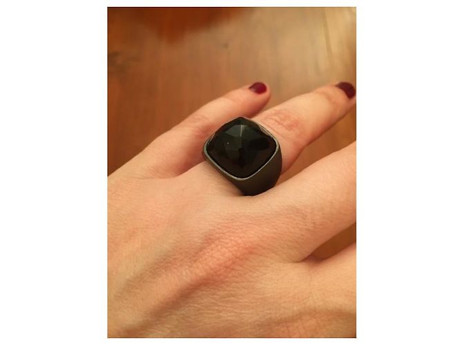 Autre Marque Breil Ring aus anthrazitfarbenem Satinstahl und schwarzem Achat Größe 54 - Ansicht 2