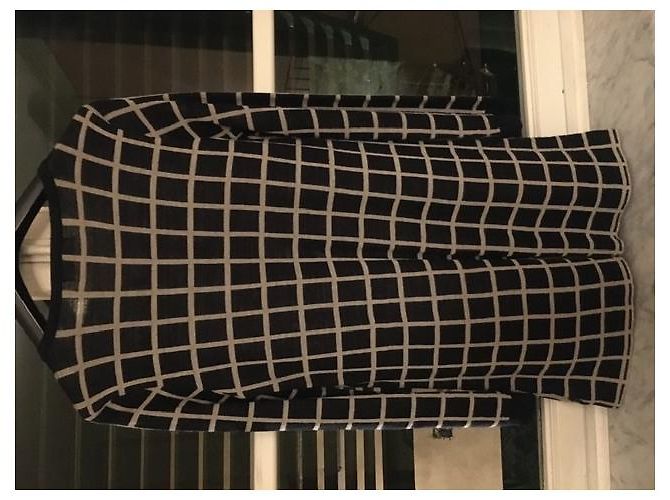 Autre Marque Indi & Cold Lange Strickjacke Blau Kariert Wolle - Ansicht 2