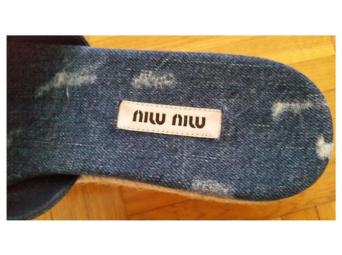 MIU MIU JEANS SABOT CON CRISTALLI Blu - vista 5