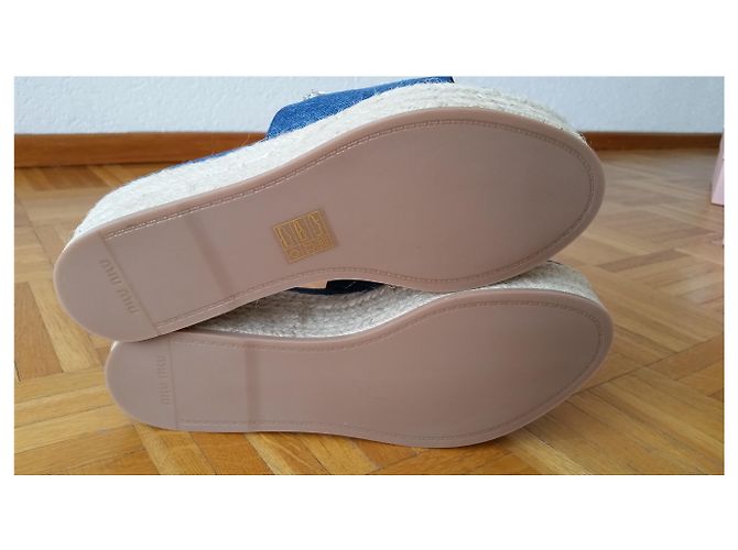 MIU MIU JEANS SABOT CON CRISTALLI Blu - vista 7