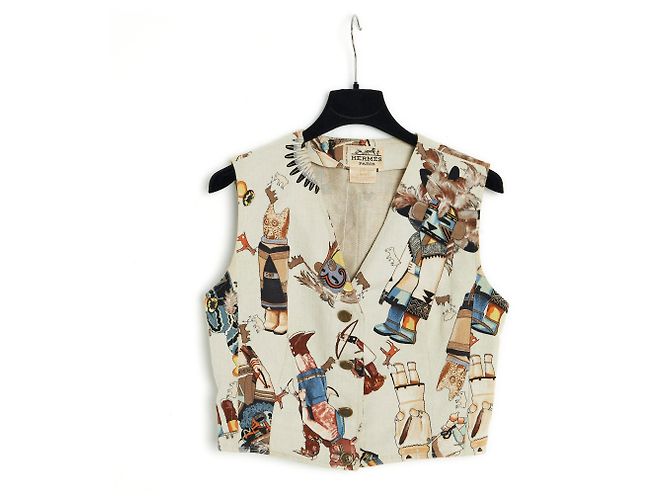 Hermès KACHINAS ON CANVAS FR36 Bege - vista 3