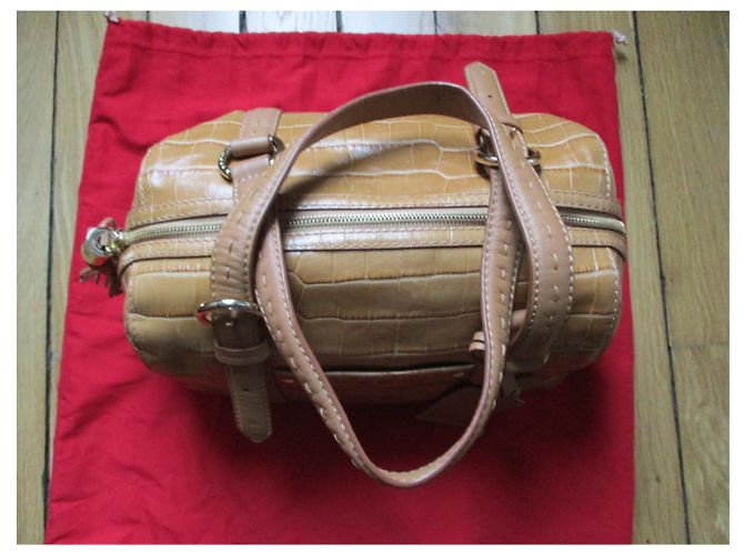 Lancel Pista da bowling in rilievo di coccodrillo beige. - vista 4