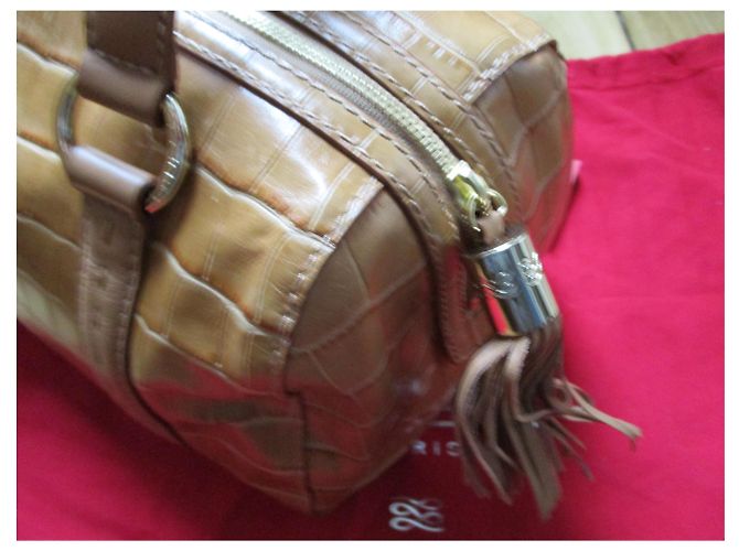 Lancel Pista da bowling in rilievo di coccodrillo beige. - vista 5