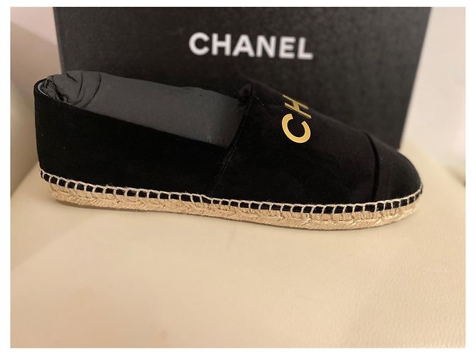 Cambon Chanel Espadrillas CHA NEL velluto nero - vista 3