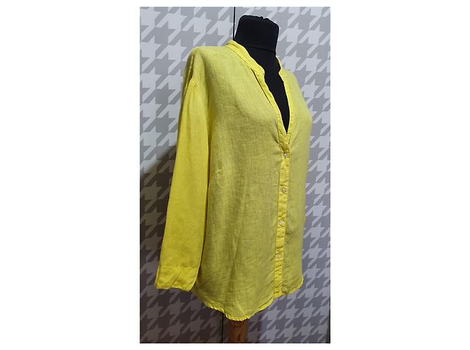 Camicia 120% LINO in seta gialla XL Giallo - vista 2