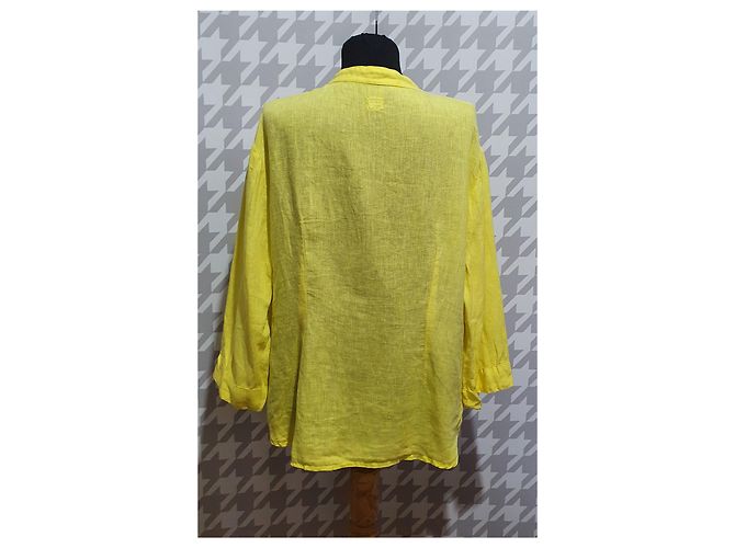 Camicia 120% LINO in seta gialla XL Giallo - vista 3