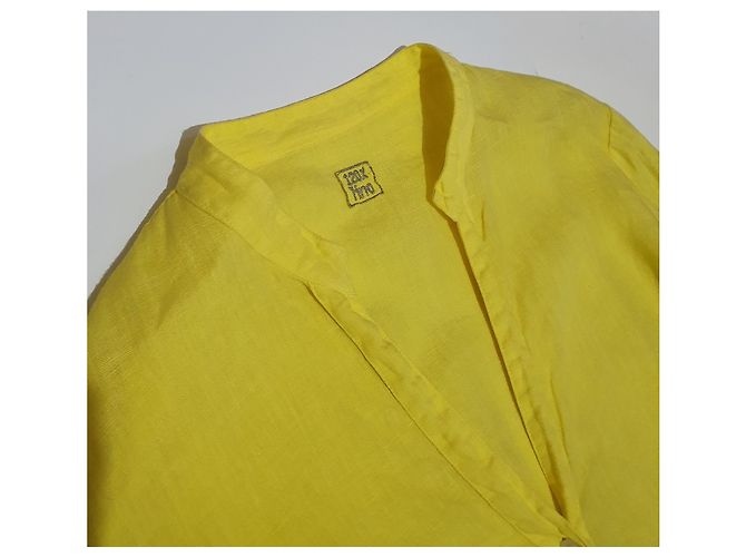 Camicia 120% LINO in seta gialla XL Giallo - vista 5