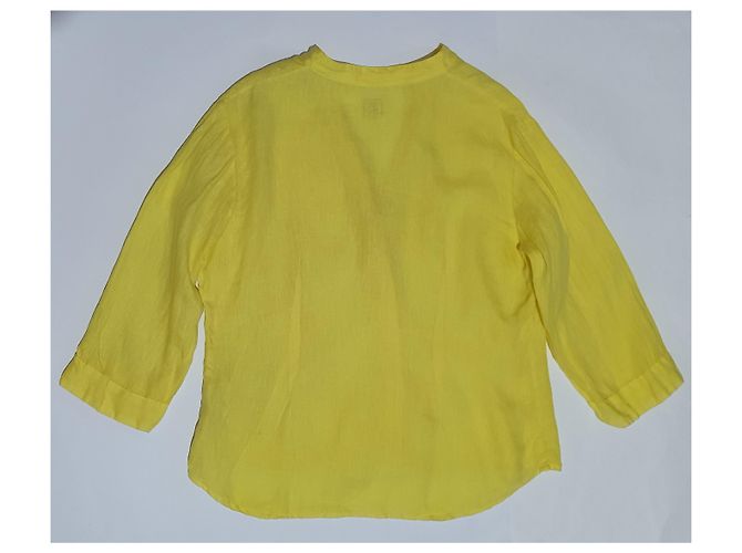 Camicia 120% LINO in seta gialla XL Giallo - vista 6