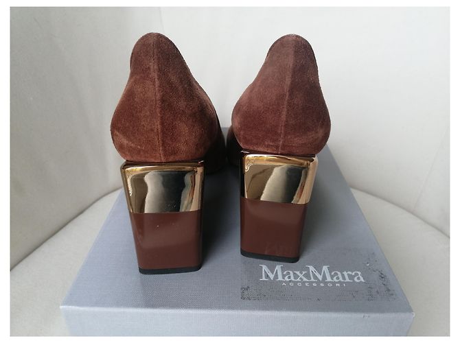 Décolleté Max Mara in scamosciato bronzo 38 - vista 3