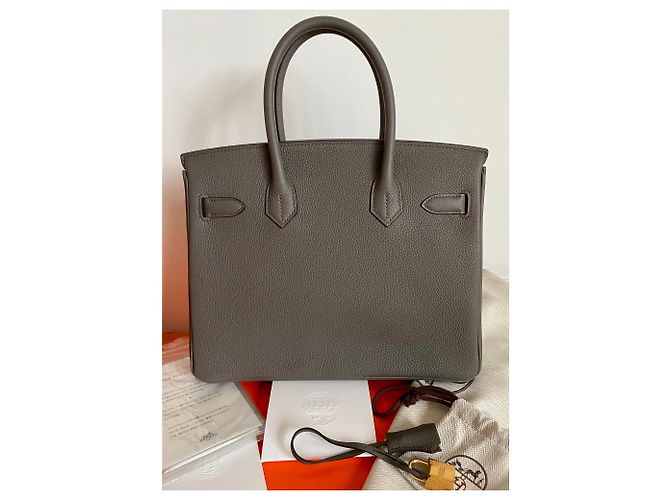 Hermès Birkin 30 Togo GHW Grigio antracite - vista 9