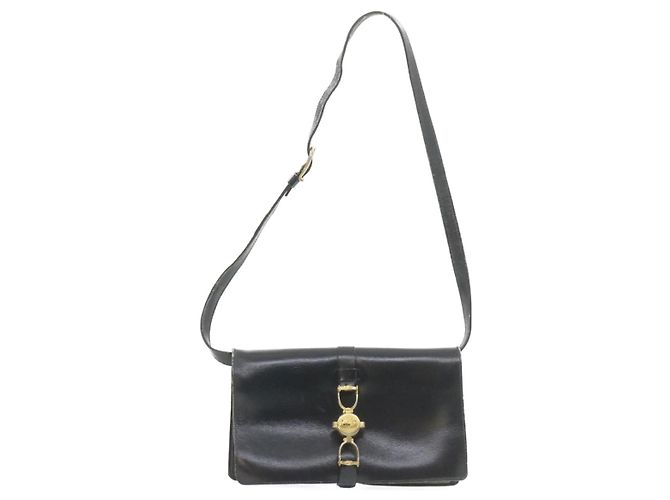 Céline CELINE Borsa a tracolla per carrozza con cavalli in pelle nera Aut1927 - vista 2