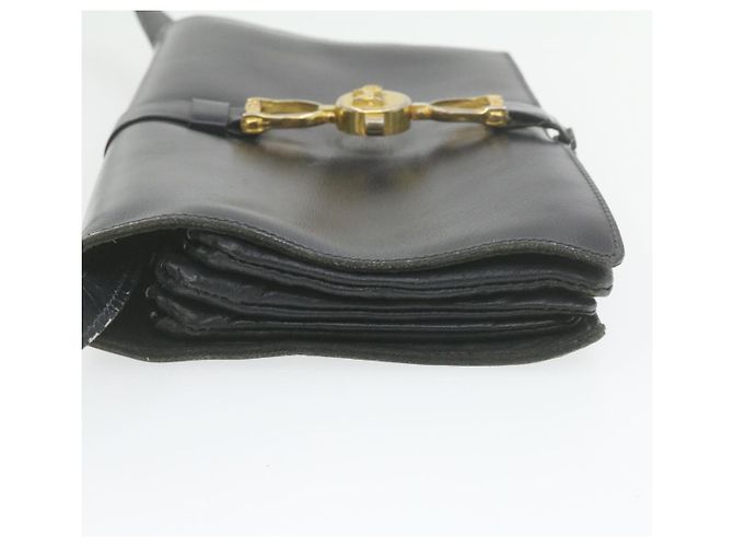 Céline CELINE Borsa a tracolla per carrozza con cavalli in pelle nera Aut1927 - vista 4