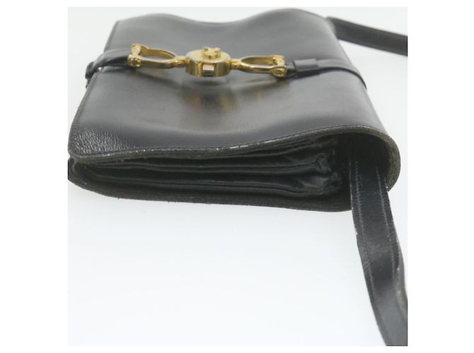 Céline CELINE Borsa a tracolla per carrozza con cavalli in pelle nera Aut1927 - vista 5