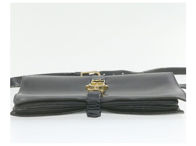 Céline CELINE Borsa a tracolla per carrozza con cavalli in pelle nera Aut1927 - vista 9