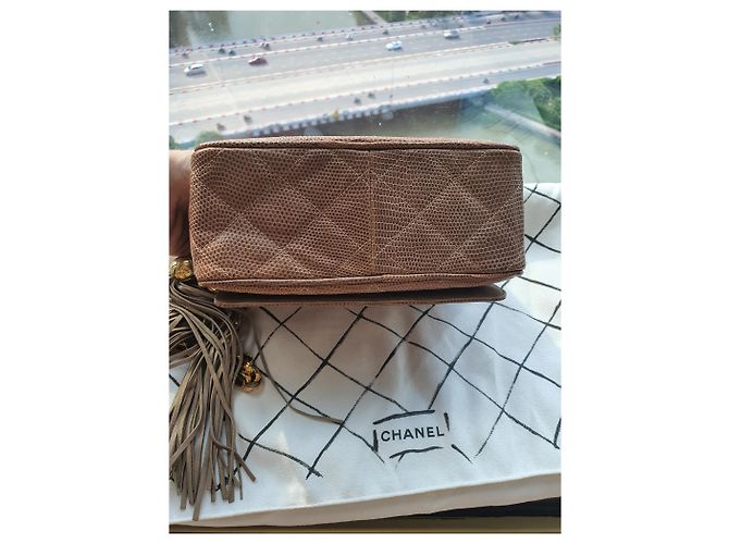 Borsa Chanel Camera in pelle di lucertola sabbia - vista 4