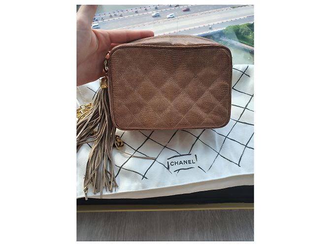 Borsa Chanel Camera in pelle di lucertola sabbia - vista 5