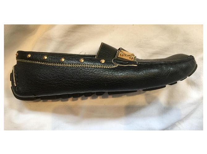Mocassini Monte Carlo con borchie Louis Vuitton Nero Gold hardware - vista 2