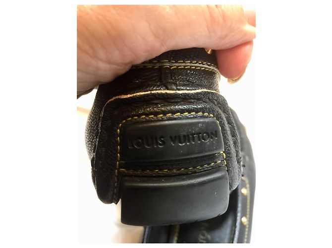 Mocassini Monte Carlo con borchie Louis Vuitton Nero Gold hardware - vista 5