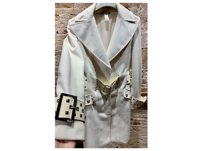 Vintage wool coat from Versace Cream - view 4