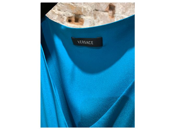 Gianni Versace Kleid aus Seide Türkis - Ansicht 3