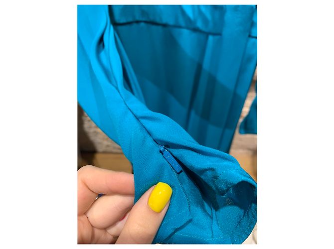 Gianni Versace Kleid aus Seide Türkis - Ansicht 4