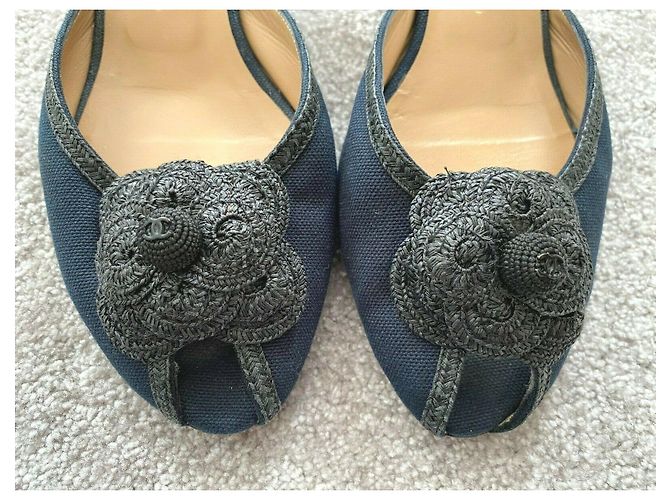 Sabot vintage Chanel blu navy Nero - vista 4
