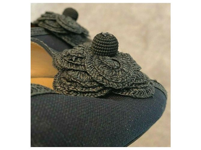 Sabot vintage Chanel blu navy Nero - vista 5
