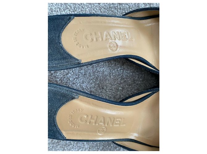 Sabot vintage Chanel blu navy Nero - vista 6