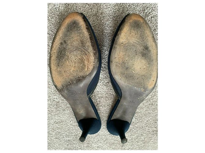 Sabot vintage Chanel blu navy Nero - vista 7