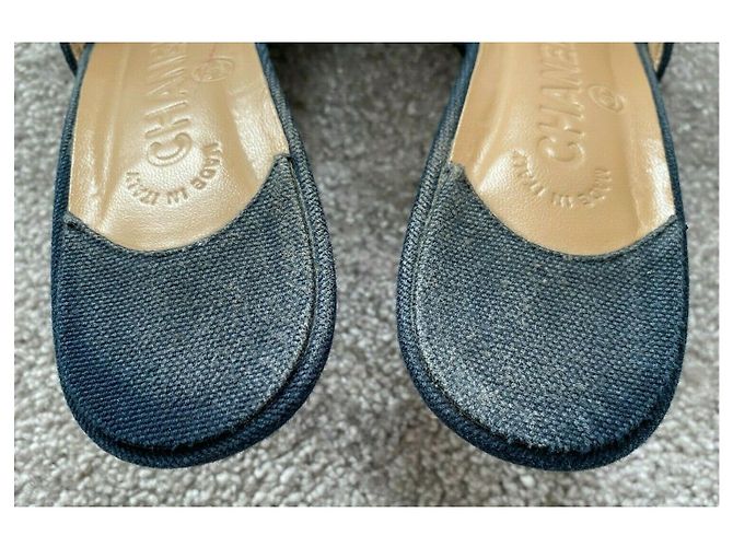 Sabot vintage Chanel blu navy Nero - vista 8