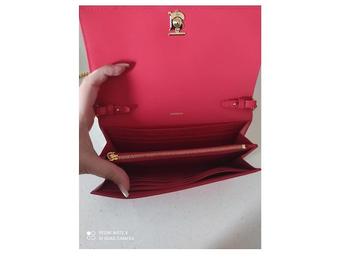 Burberry Monogram Leather Wallet on a Chain Red - view 3