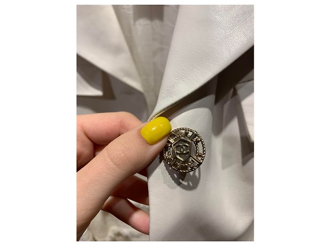 Chanel Gabardina de piel de cordero crema Crudo - vista 3