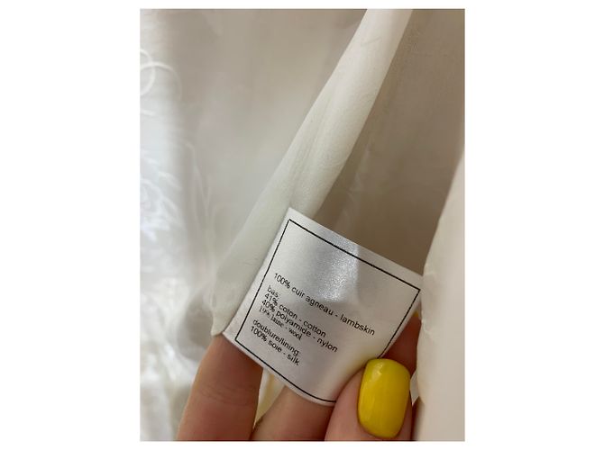 Chanel Gabardina de piel de cordero crema Crudo - vista 5