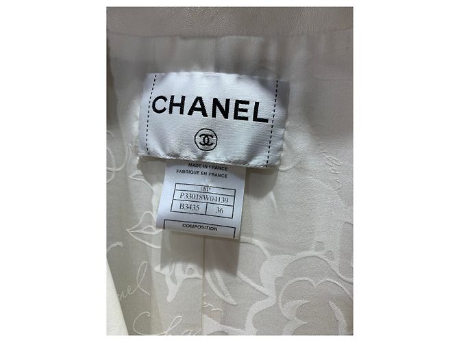 Chanel Gabardina de piel de cordero crema Crudo - vista 6