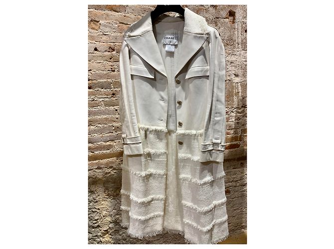 Chanel Gabardina de piel de cordero crema Crudo - vista 7